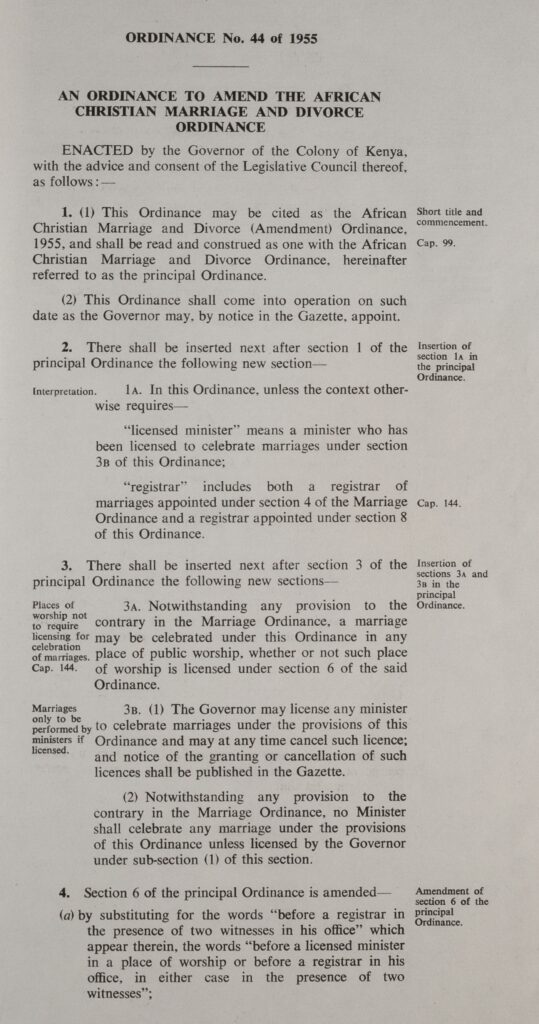 Kenya, Acts. 1955. MS Colonial Office Records of Acts, Ordinances, and Proclamations: Africa