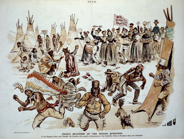 "Native Americans Afraid of the Salvation Army, 1890. The efforts of missionaries to Christianize and..." Encyclopedia of Race and Racism
