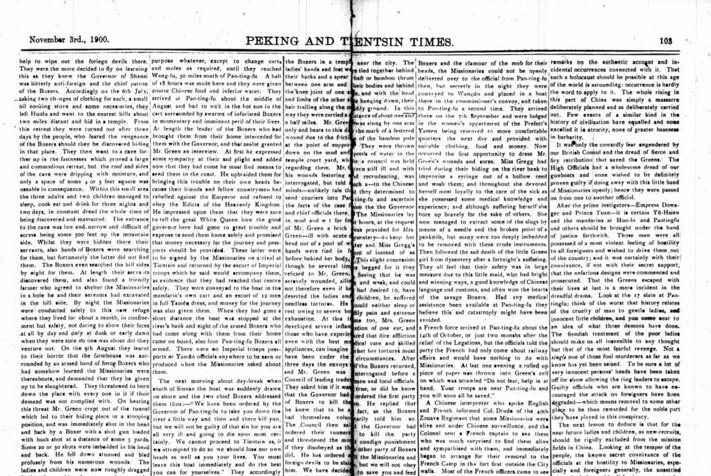 Peking and Tientsin Times, vol. 7, no. 26, 3 Nov. 1900