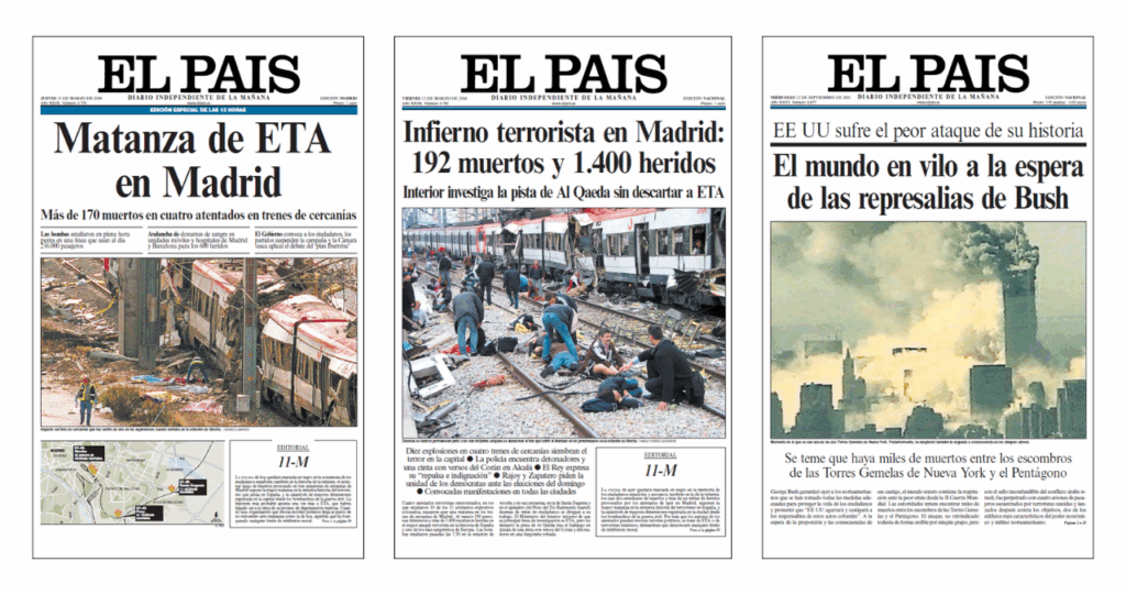 A selection of front pages from El País.