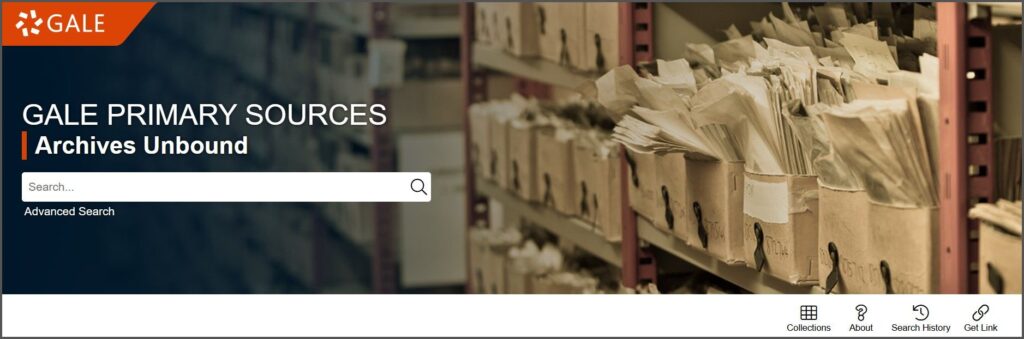 Screenshot of Archives Unbound search bar