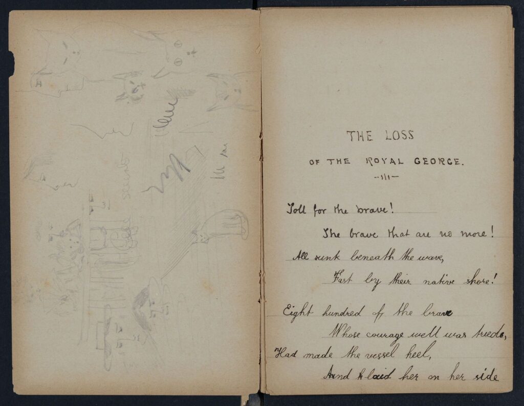 Notebook: The Loss of The Royal George, with sketches